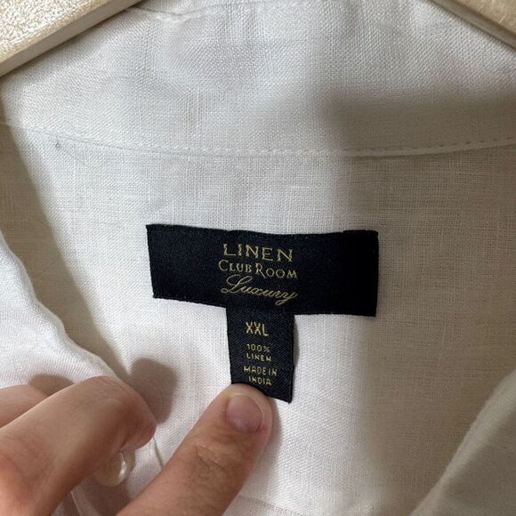 Club Room Luxury Linen Shirt Mens XXL White Button Up Short Sleeve Linen NWT - Picture 2 of 7